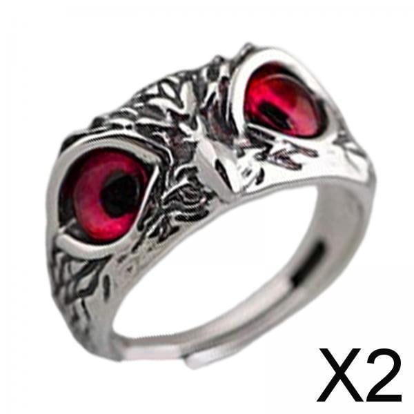 2x Anillos de Búho de Ojo de Demonio / Anillos de Animales / Fresco / Elegante / Ajustable / Personalizado / Anillo de Declaración Retro Anillo de 2 piezas