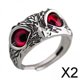 thumbnail image 1 of 2x Anillos de Búho de Ojo de Demonio / Anillos de Animales / Fresco / Elegante / Ajustable / Personalizado / Anillo de Declaración Retro Anillo de 2 piezas, 1 of 7