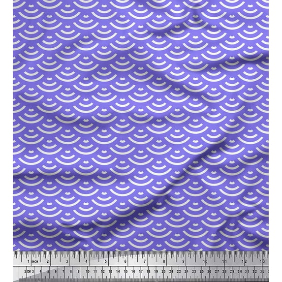 Soimoi Purple polyester Crepe Fabric Scales Geometric Decor Fabric Printed Yard 42 Inch Wide