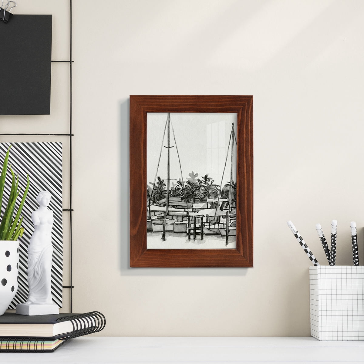 Neutral Tropics II - Framed Print w/glass - Chestnut