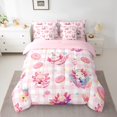 thumbnail image 2 of Erosebridal Cartoon Axolotl Bedding Sets King Size, Donut Cake Bedding King Size, Pink Plaid Buffalo Reversible Comforter Sets with Sheets, Super Cozy Bedroom Decorative, 7pcs, 2 of 6