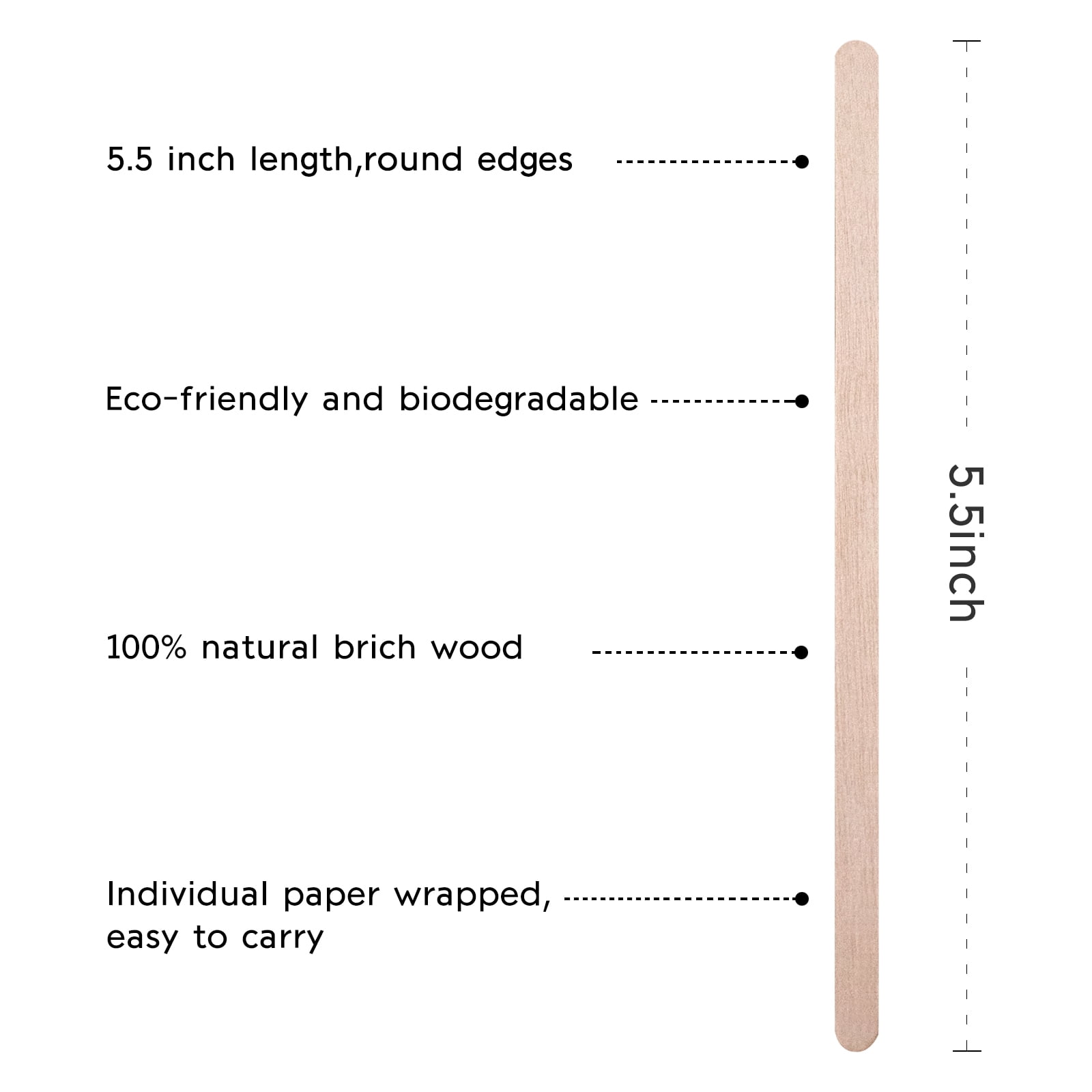 1000 Ct ] Wooden Coffee Stirrer Unwrapped Wood Stir Sticks 5.5