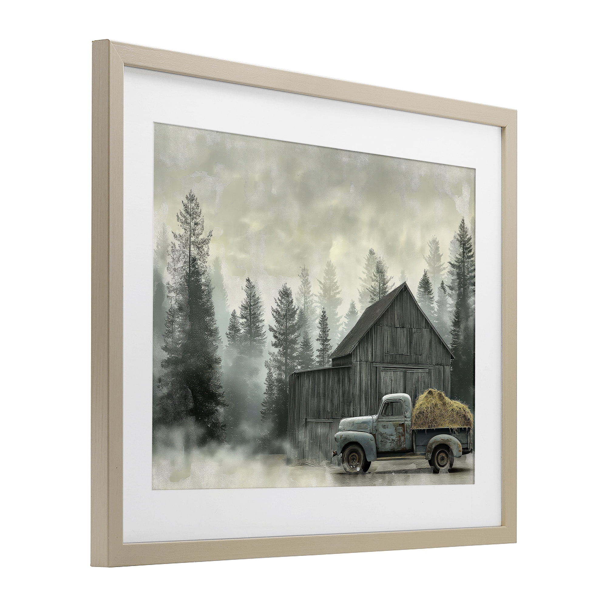 Stupell Industries Vintage Pickup at Misty Barn Birch Framed Print Under Glass, design by Imagine It Images