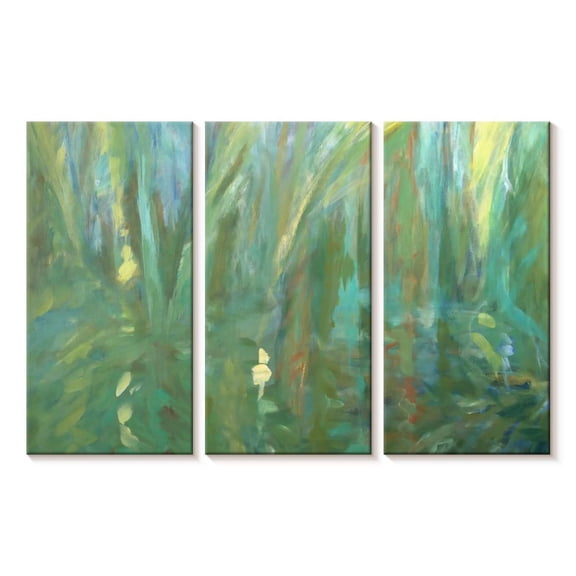 Elephant Stock Trade Winds Diptych Ii Wall Art - Horizontal Multi Panel Canvas - Living Room Wall Decor - Abstract Multi Panel - Green And Blue Decor By Suzanne Wilkins - 23" x 14"