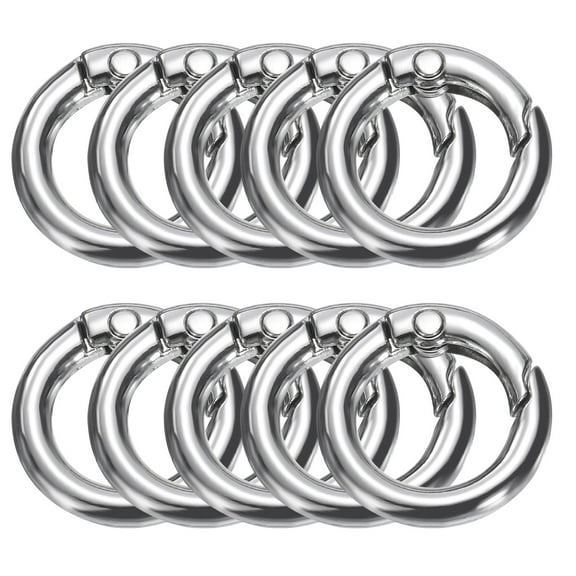 Uxcell 32pcs Metal Spring O Rings 0.5" Trigger Spring Keyrings Buckle Round Snap Clip for DIY Keychains Bag Purse Handbag Silver Tone