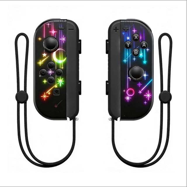 Wireless Controller for Nintendo Switch with Wrist Strap,Left and Right RGB Joypad Controllers Compatible with Switch/OLED/Lite,Support Dual Vibration/6-Axis Gyro/Motion Control/Wake-up(Shoot Star)