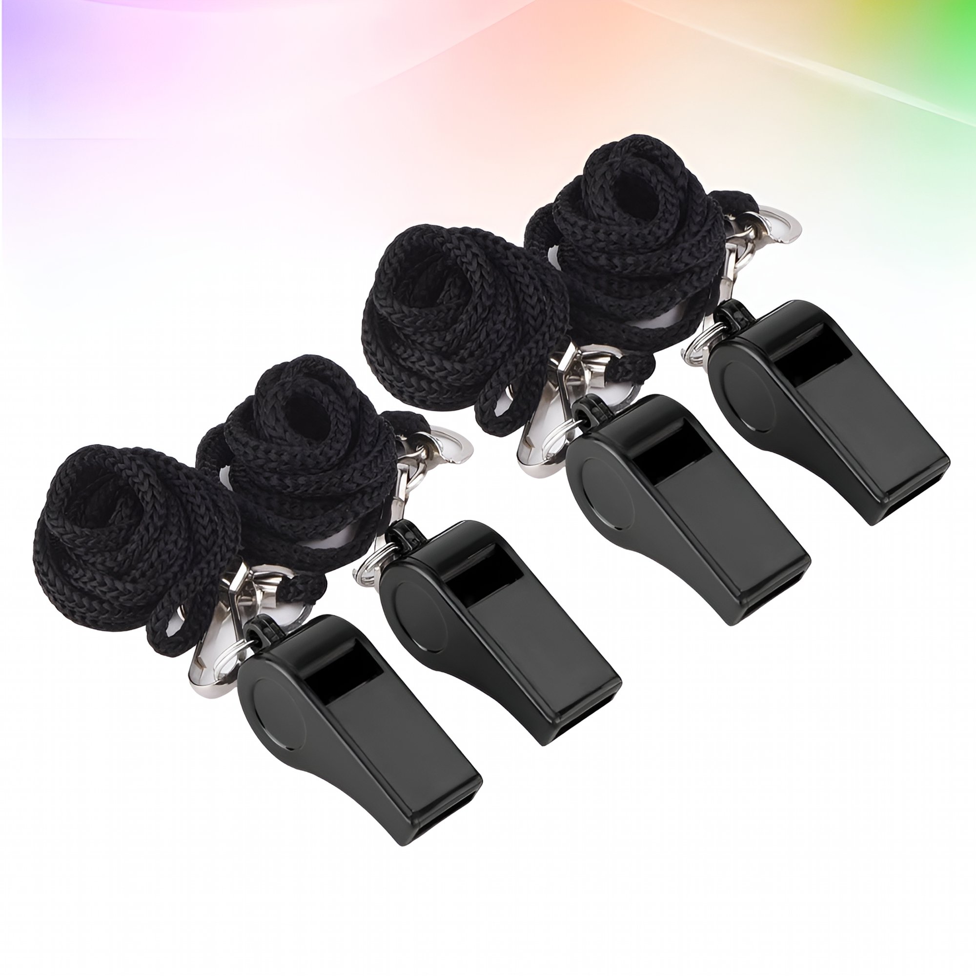 BESTSKY 2026 New 4 Pcs Whistle Whistles Sports for Adults with Lanyard Black for Sports, Coaching, Refereeing, Outdoor, Training, Emergency