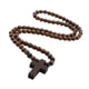 thumbnail image 5 of Collar de cuentas de madera, rosario, joyería para hombre y mujer, accesorios de moda, cruz Café, 5 of 9