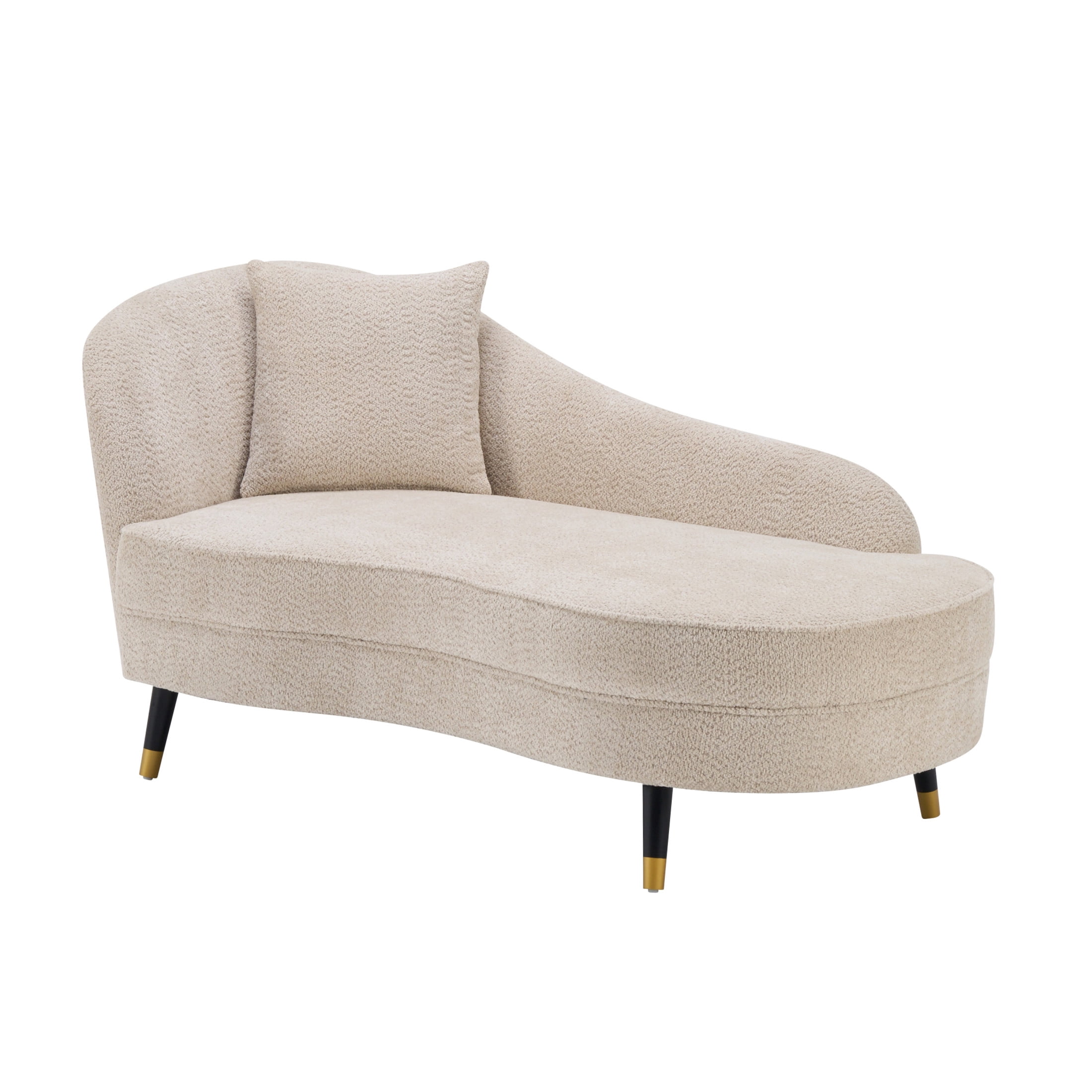 Christopher Knight Home 61" Mid-Century Boucle Curved Chaise Lounge Sofa for Bedroom Living Room, Beige