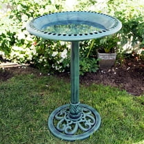 Alpine Corporation 20" x 28" Plastic Scrollwork Bird Bath, Green