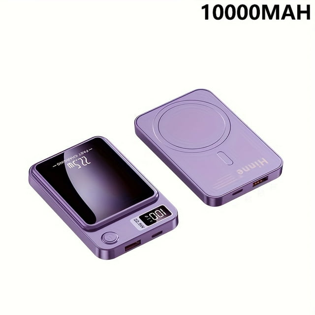 1PC 5000/10000mAh Mobile Power Bank, 22.5W/PD20W Super Fast Charge, Magnetic Suction Wireless Charging Bank, Portable Phone Charger Suitable For Android/Apple Devices (USB, Type-c), LED Power Display