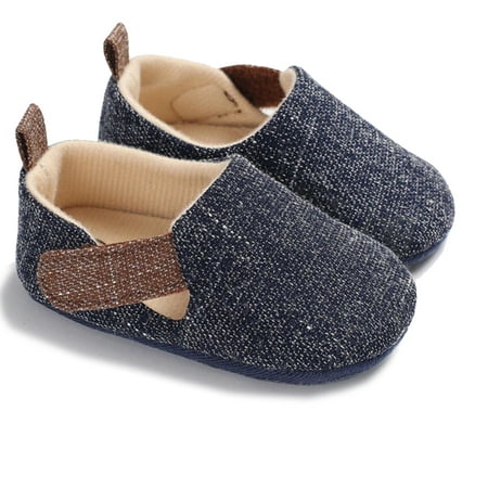 

Infant Baby Boy Girl Soft Soled Crib Shoes Anti-Slip Pre-Walker Shoes 0-18 M 3 Colors (Navy Blue 3/12-18 Months )