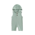 thumbnail image 2 of Musuos Infant Boy Summer Tank Romper 3M 6M 12M 18M Solid Color Ribbed Sleeveless Hood Bodysuit for Baby, 2 of 9