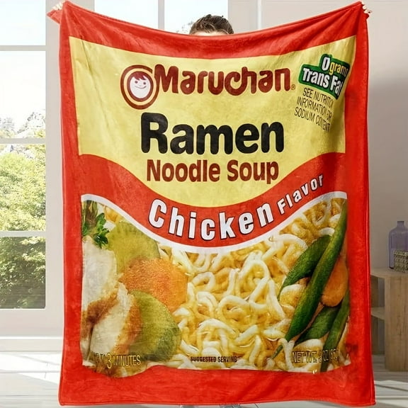 [Cozy Ramen Noodle Soup Blanket] Maruchan Ramen Noodle Soup Design 1pc Fleece Throw Blanket - Soft, Hypoallergenic, Reversible, 100% Polyester - Lightweight