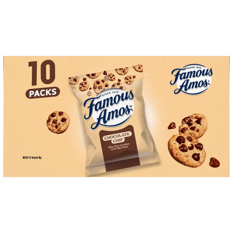 Famous Amos, Classic Chocolate Chip Cookies, 10 Pack Box, Bite