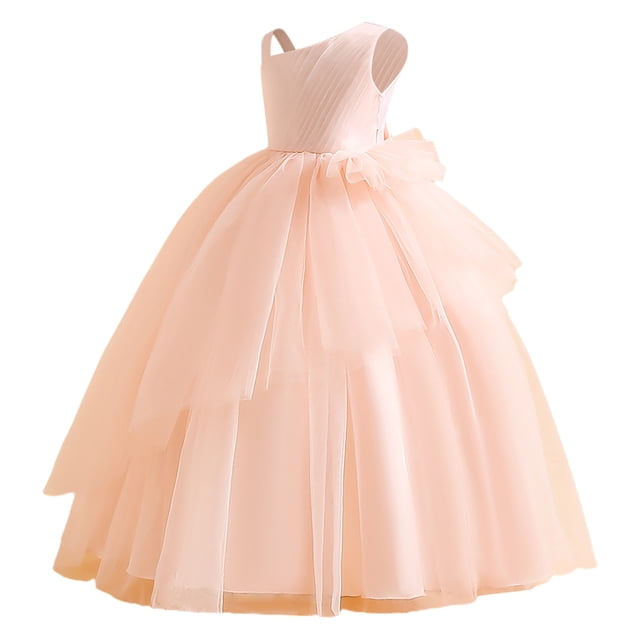 LUOGENLI Robe Enfants Robe Princesse Robe Fille Sans Manches Robe de Spectacle Longue Robe à Pommeau Jupe Maxi de Fête avec Poches Denim 12-14 Ans