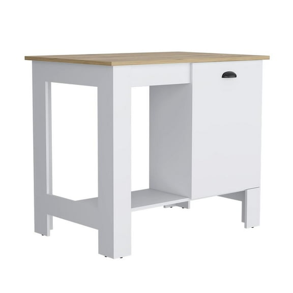 Depot E-Shop DE-IBM8986 27 x 5 in. Caddo Kitchen Island with Storage & Cabinet, White & Macadamia