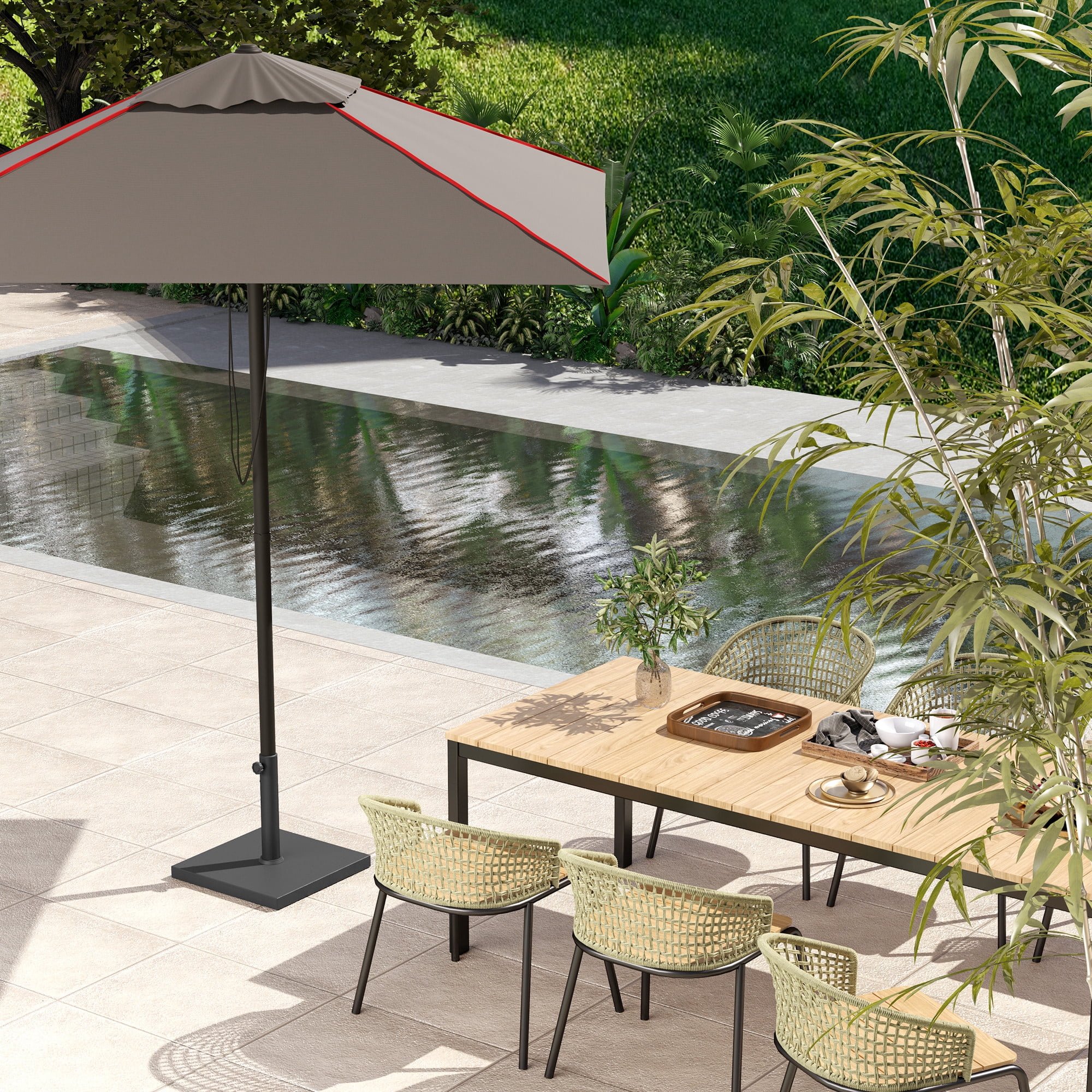Outsunny Patio Umbrella Base, 40 lbs Concrete Heavy Duty Umbrella Base Patio Umbrella Holder for 1.5"/1.9" Umbrella Poles, Black