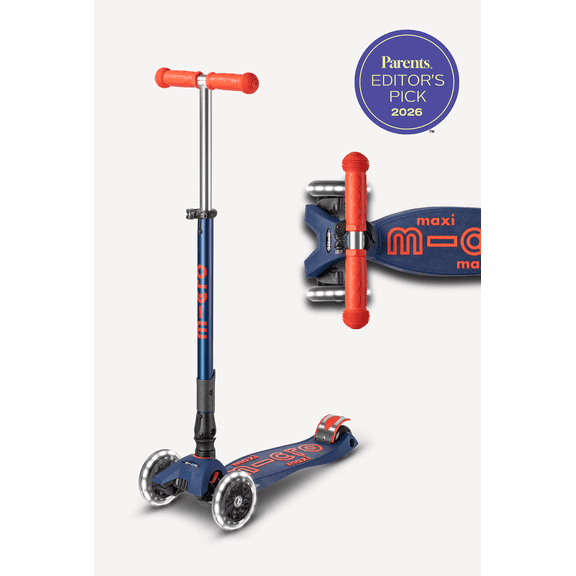 Micro Kickboard Maxi Deluxe Foldable LED Kids Kick Scooter, 3-Wheel, Ages 5-12