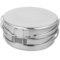 SOPOTUTU Hiking Stainless Steel Camping Pot Pan Set Silver 1 Set