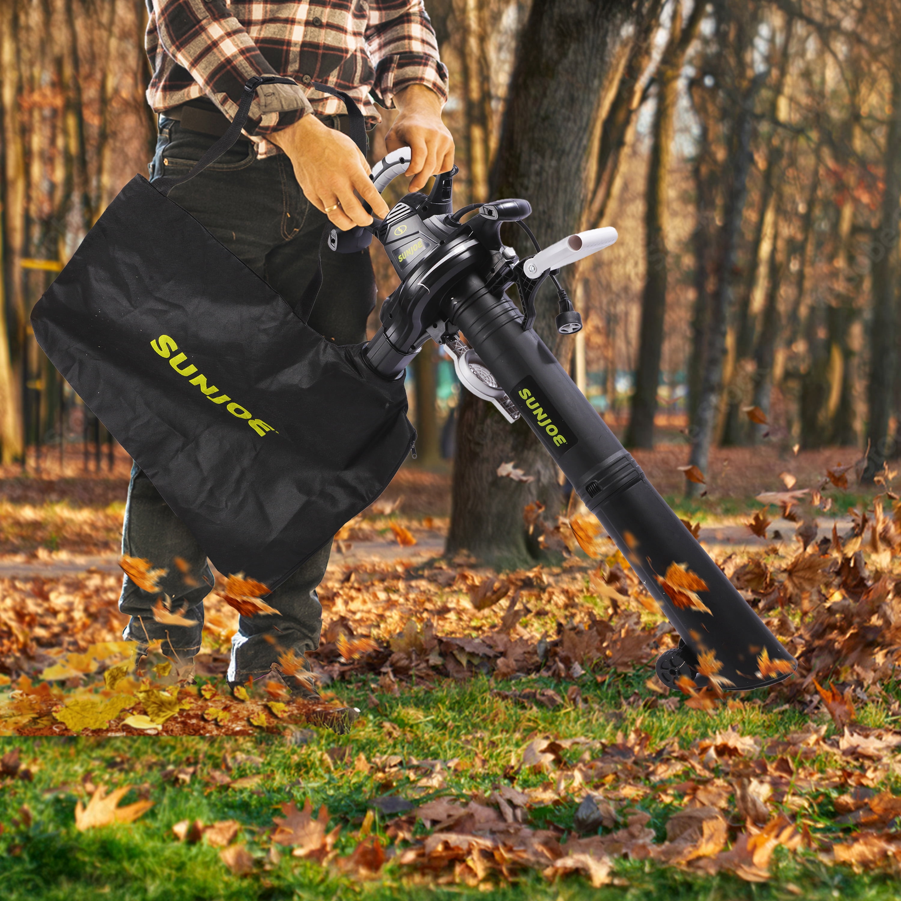 Sun Joe Electric Leaf Blower + Vacuum + Mulcher W/ Gutter Cleaning Attachment, 220-MPH, 14-Amp, 16:1 Mulching Ratio