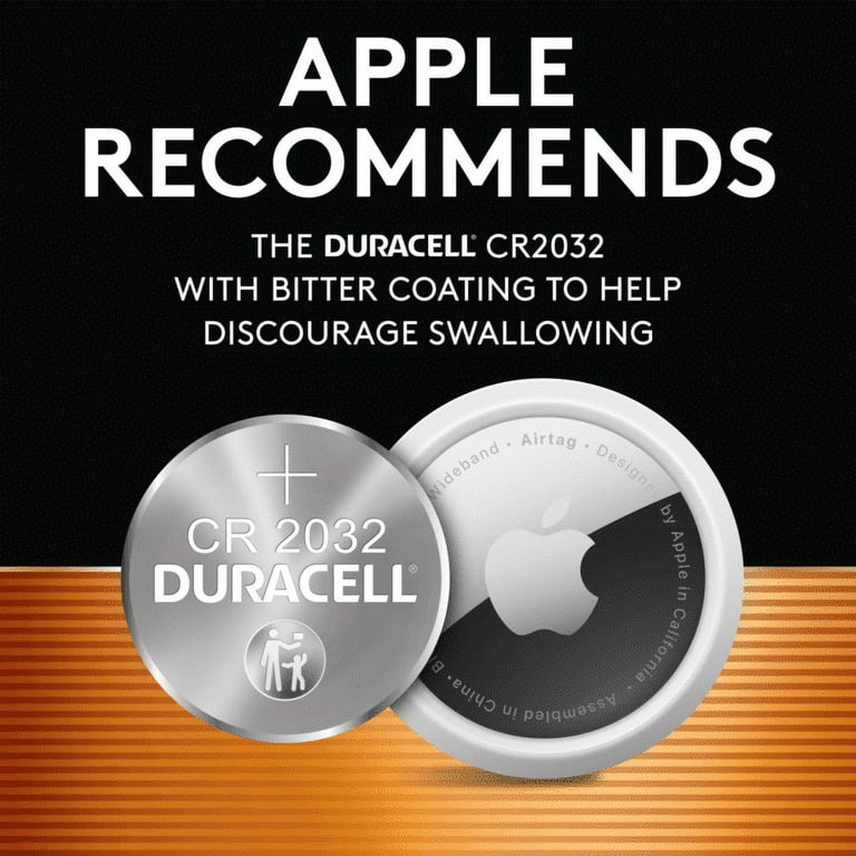 Duracell CR2032 3V Lithium Coin Battery with Child Safety Features,  Compatible with Apple AirTag, Key Fob, Car Remote, Glucose Monitor, and  other