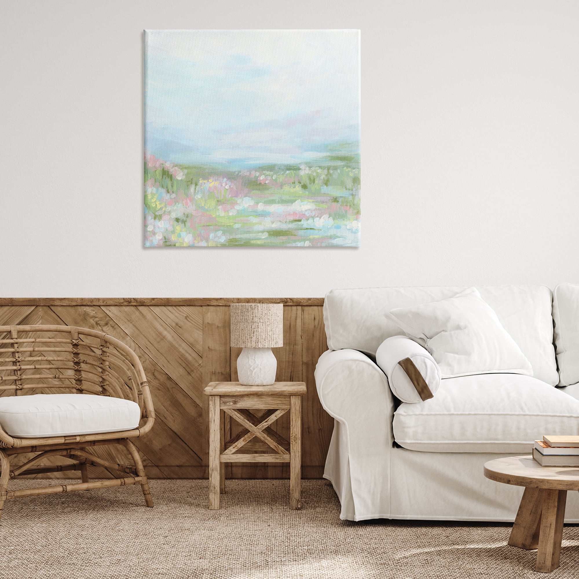 Stupell Industries Pastel Flower Field Landscape & Nature Painting Wrapped Canvas Art Print Wall Art, 36 x 36