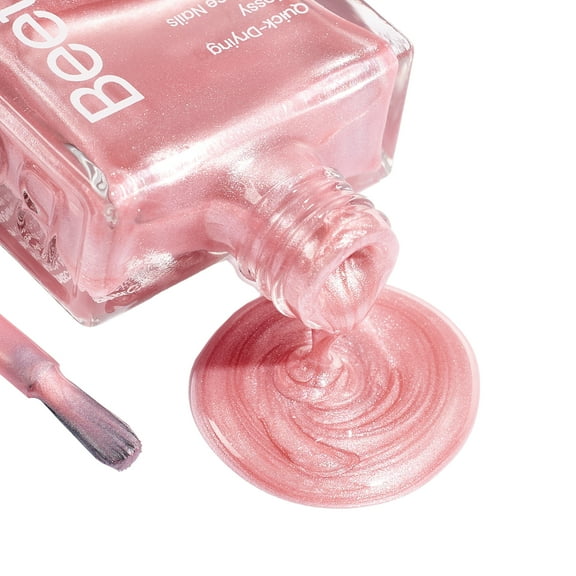 Beetles 1Pcs 15ml Pink Rose Pearl Nail Polish-Fast Drying & Long Lasting Nail Polish Romantic Reverie Nail Lacquer Shimmer Art Effect for Nail Salon-Quality Results