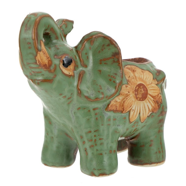 EeaseMX Maceta de cerámica con forma de elefante para suculentas, decoración de escritorio para el hogar