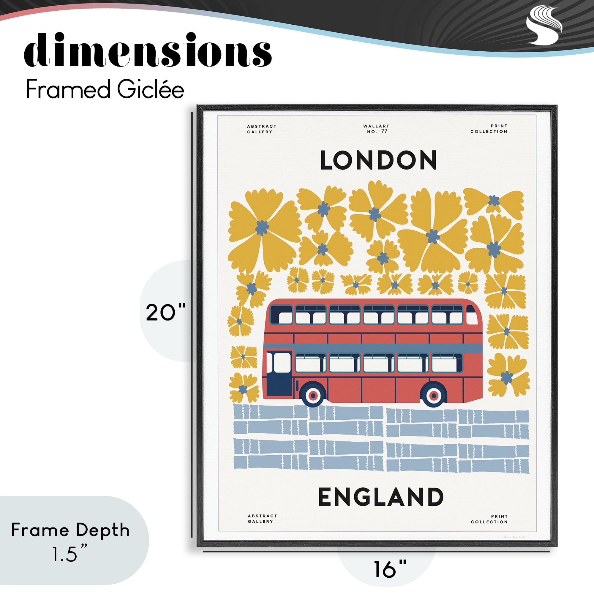 Stupell Industries Groovy London Bus Black Framed Giclee Art, design by Omar Escalante