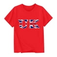 thumbnail image 2 of Chemisier à Manches Courtes à Col Rond Imprimé Drapeau Britannique pour Enfants, Tissu en Polyester, Tenue Décontractée pour l'École, Coupe Douce et Confortable, Haut Estival et Printanier Respirant, Lavable à la Machine, 2 of 4