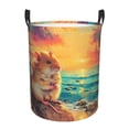 thumbnail image 1 of Balery Island Beach Guinea Pig Cesta de ropa redonda con asas, impermeable, independiente, para ropa, juguetes, dormitorio y familia-Small, 1 of 6