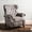 Brown Gray, variant on Euroco Copper Accented Push Back Recliner Chair with Rolled Arms, Upholstered Manual Recliner with Hump Feet – Elegant Armchair for Living Room, Bedroom, or Office