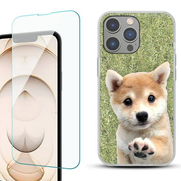 OneToughShield ® for iPhone 15 Pro Shockproof Phone Case, with Tempered Glass Screen Protector - Shiba