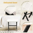 thumbnail image 6 of White Vanity Stool, Square Faux Leather Makeup Stool with Metal X Legs, Small Ottoman Stool Chair for Vanity, Padded Vanity Seat Foot Rest Stool for Makeup Room, Living Room, Bathroom, 6 of 7
