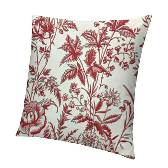 Patifu Chinoiserie Floral Pillow Covers Vintage Burgundy Red Flower Decorative Throw Pillow Covers OutdoorFarmhouse Decor Pillowcase for Home Sofa 12x12in