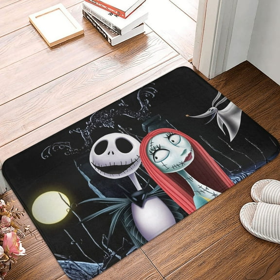 Welcome Mat Indoor Entrance Doormat The Nightmare Before Christmas Front Porch Door Mat Home Decorative Non-slip Absorbent 24x16 Inch