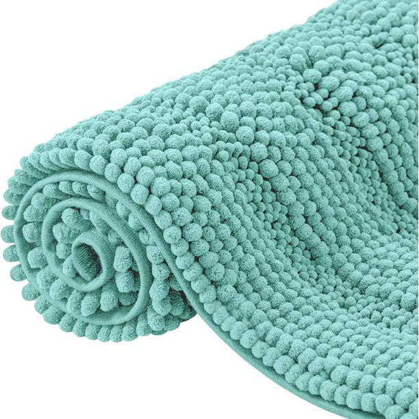 CHUN YI Anti-slip Bathroom Mat Absorbent Plush Polyester, 16"x24", Light Green