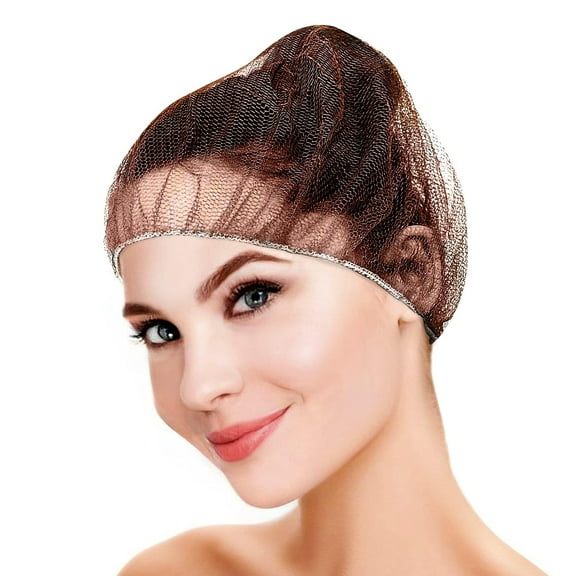 Brown Disposable Hair Net 18 Inch. Pack of 1000 Nylon Kitchen Hair Nets Food Service Disposable with Elastic Edge. Soft Durable Medical Bouffant Caps for Women and Men