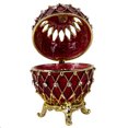 thumbnail image 4 of STP Goods Imperial Faberge Openwork Mesh Egg / Jewelry Box in Red, 4 of 6