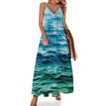 thumbnail image 1 of Hermoso vestido sin mangas con olas del mar en el océano Vestido largo Vestido elegante Ropa de mujer, 1 of 7