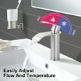 thumbnail image 4 of WOWOW Waterfall Bathroom Faucet Single Handle, Single Hole Bathroom Sink Faucet Stainless Steel, Brushed Nickel Bathroom Faucet with Deck Plate, 1 Hole or 3 Hole Lavatory Faucet for Bathroom Sink, 4 of 8