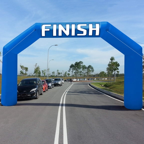 20FT Inflatable Start Finish Line Arch with Blower Outdoor Archway for 5K Race Party Advertising Events School Sports Blue