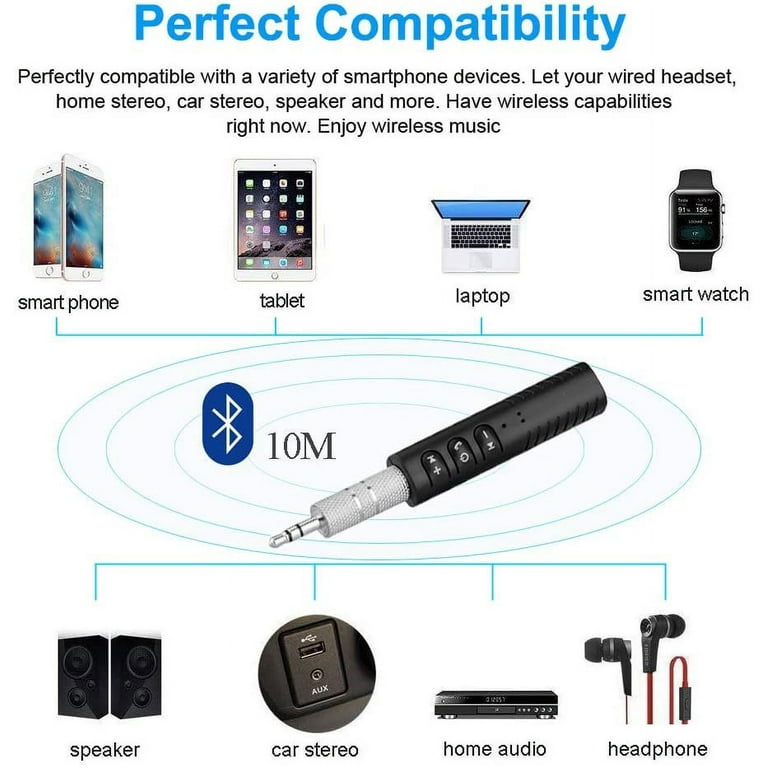 Ugtpd Bluetooth Receiver,Mini Bluetooth 3.5mm Aux Adapter Hands-Free Car Kits & Portable Wireless Bluetooth 4.2 Audio Receiver for Speakers