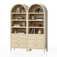 thumbnail image 3 of EYYTHUNG 71" Tall Arched Cabinet Set of 2, 4-Tier Storage Cabinet with 3 Drawers and Shelves, Modern Farmhouse Arched Bookcase Boho Kitchen Pantry Cabinet, 3 of 6