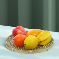 FRCOLOR Bamboo Woven Basket Trays 11.79 Inch Wicker Bread Basket Natural Handmade Woven Fruit Basket Round Flat Shallow Trays For Food Storage