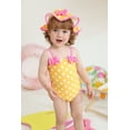 thumbnail image 3 of Happy Town Toddler Girls Clothes 0-24M One-Piece Swimsuit with Hat 2-Piece Summer Swimwear for Girls, 3 of 8