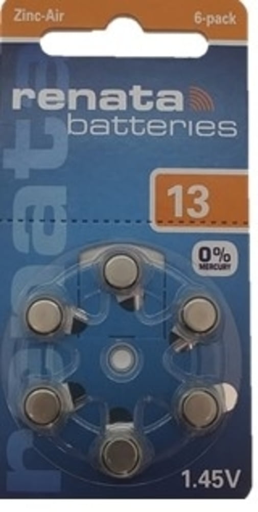 Renata Size 13 Hearing Aid Batteries Zinc Air Batteries Brand New 6 Pack