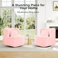 thumbnail image 4 of Vesgantti Swivel Accent Chair, 360° Swivel Barrel Chair Pink,  Fleece Round Swivel Chair with Pillow, High Stretch Foam Swivel Armchair, Swivel Chairs for Living Room, Accent Chairs for Bedroom, 4 of 7