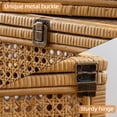 thumbnail image 2 of Rattan Decorative Box, Boho Display Boxes with Lids, Set of 2 Rectangular Wicker Storage Basket, Natural Woven Cane Bins for Home Decor, 2 of 7